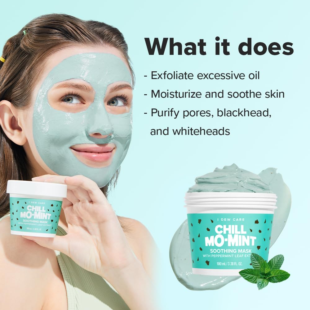 I DEW CARE Chill Mo Mint peppermint extract close-up highlighting soothing properties.