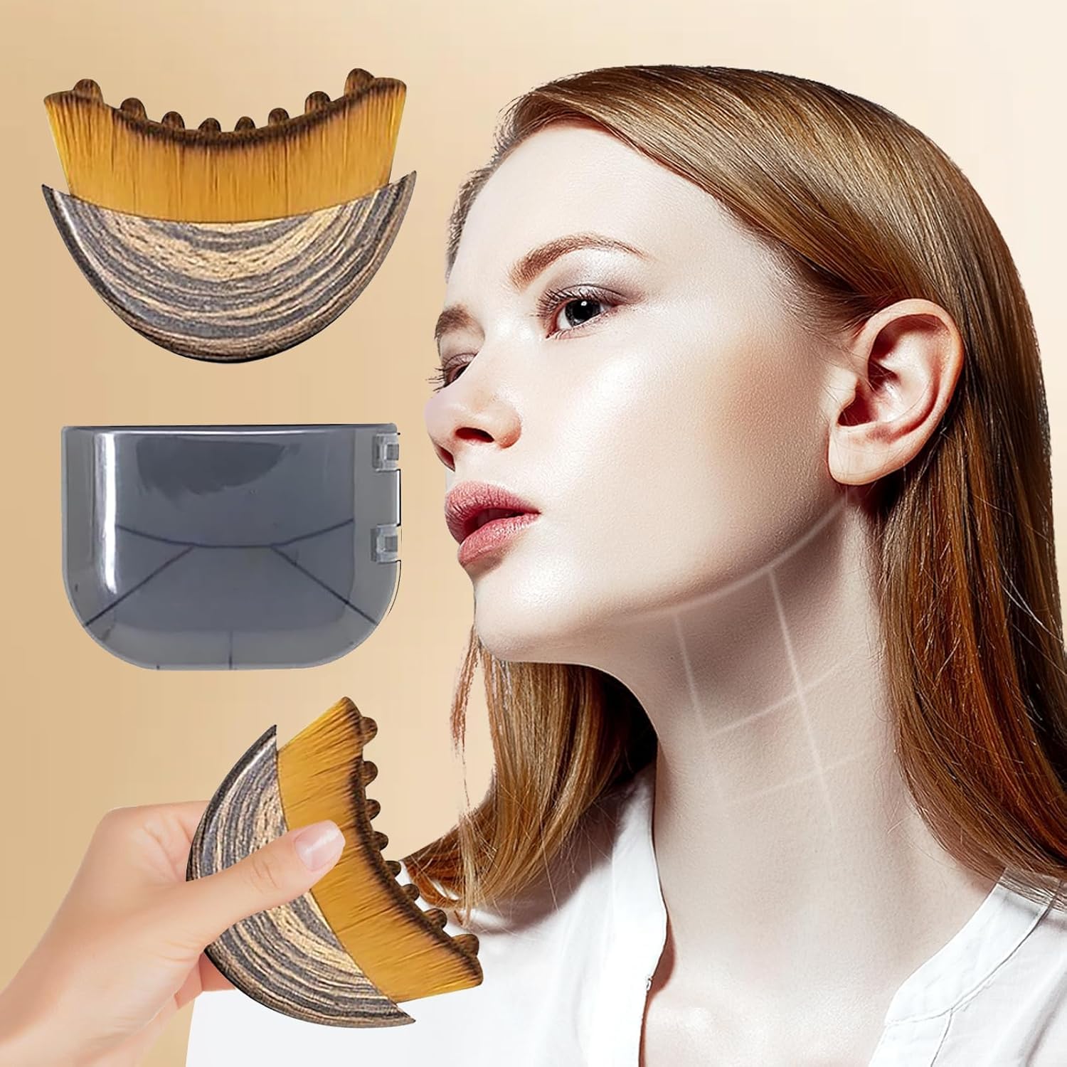 IDFXP Lymphatic Contour Face Brush in-use on face showing application