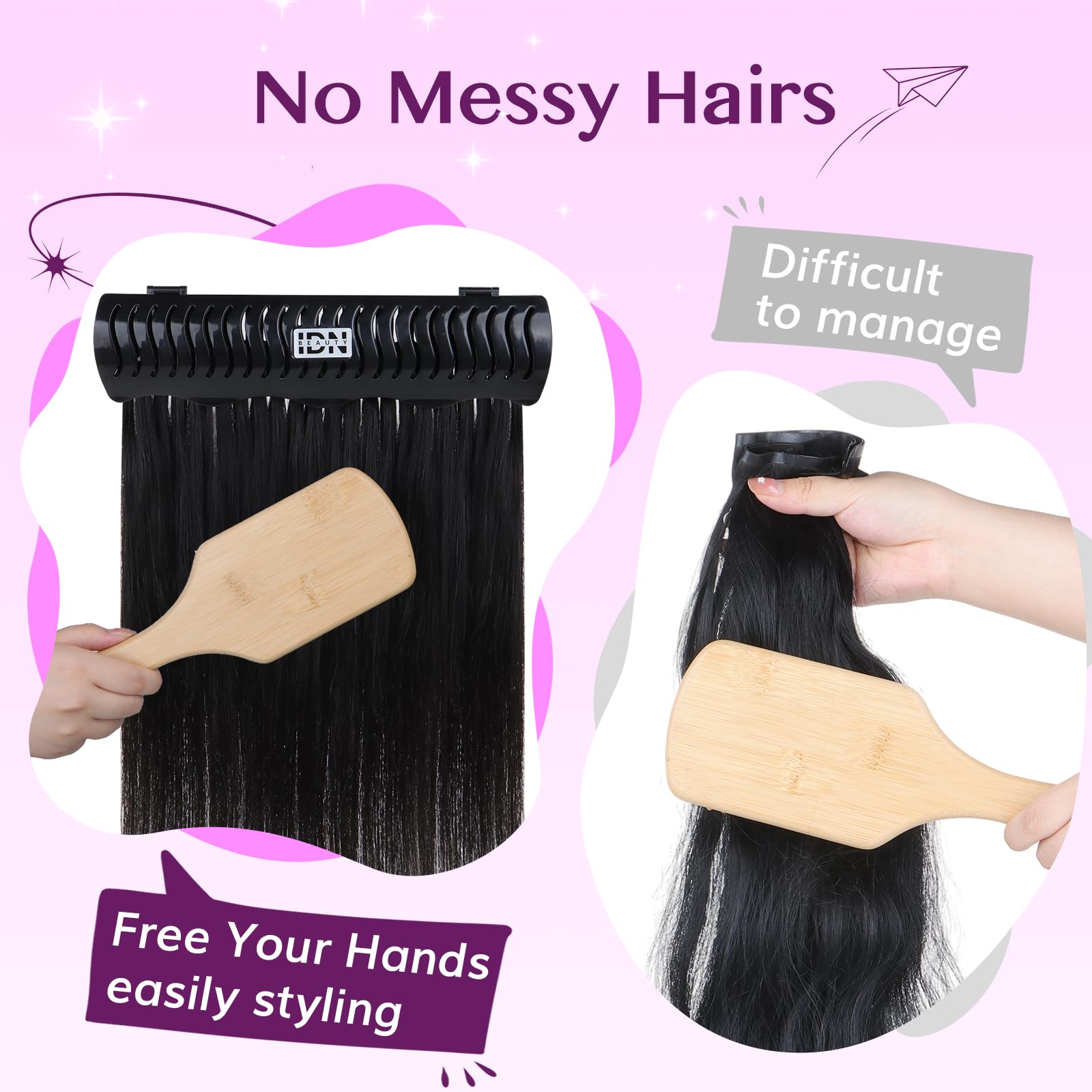 IDN Beauty hair extension holder stand close-up of ABS material for durable support