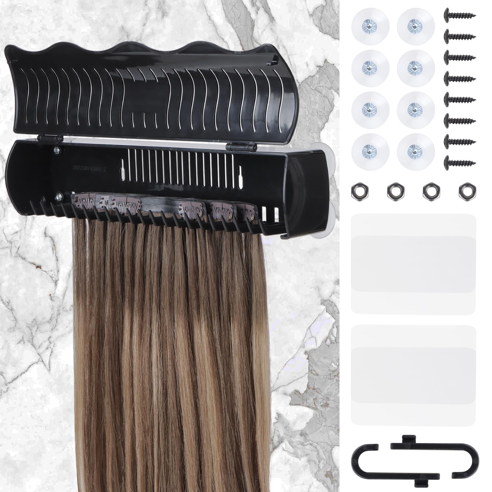 IDN Beauty hair extension holder stand with suction cup demonstrates secure, hands-free washing