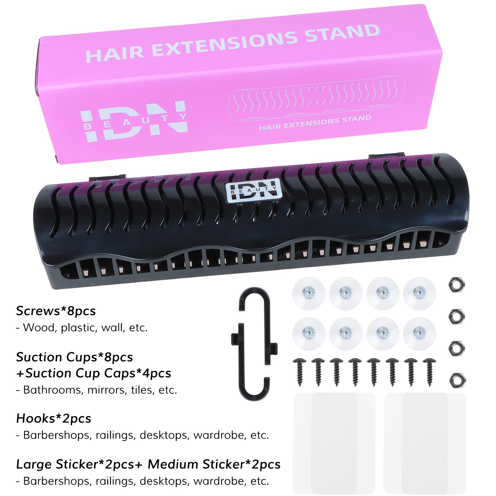 IDN Beauty hair extension holder stand ready for washing and drying workflows