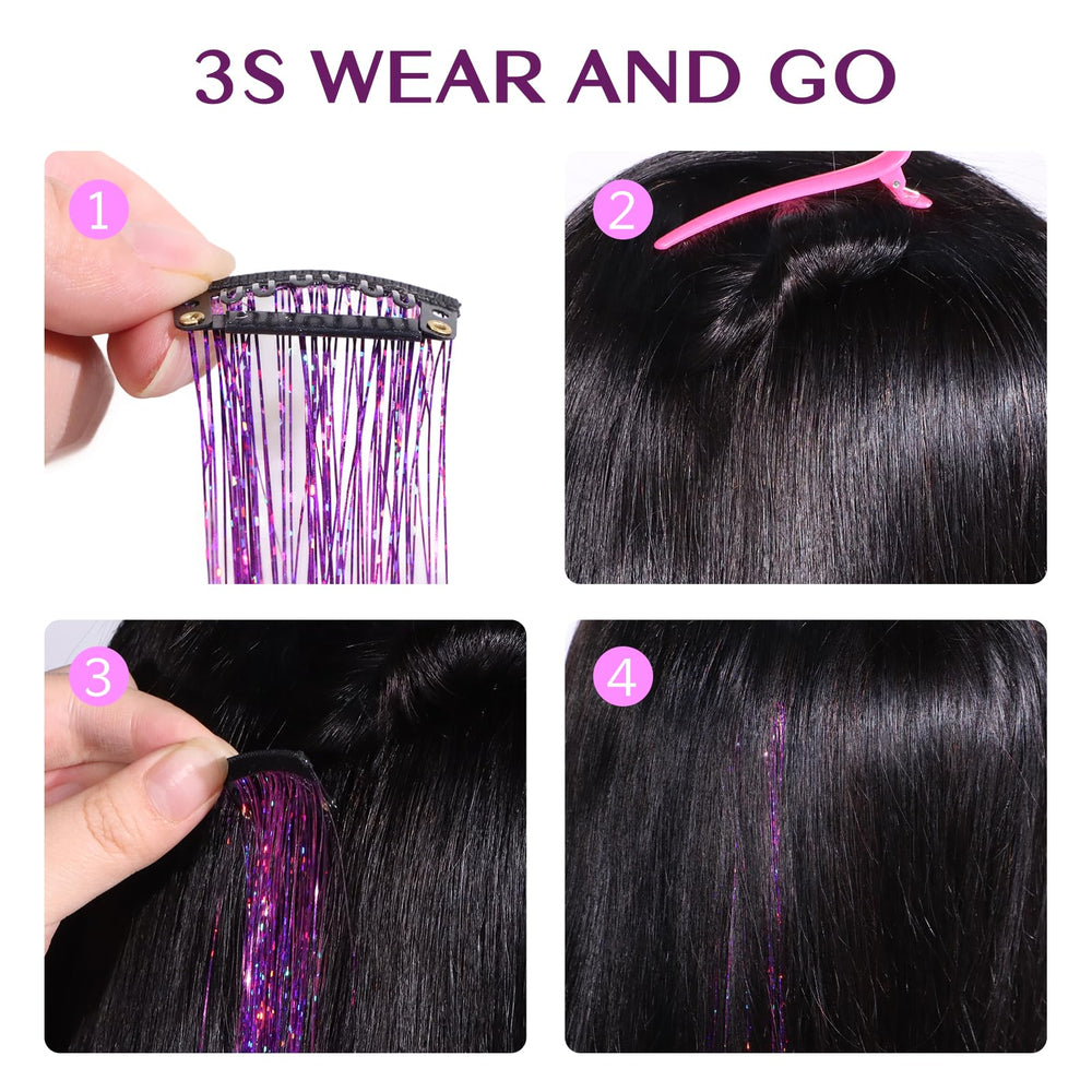 IDN BEAUTY packaging display of treasure blue tinsel clips