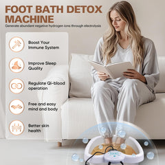 Idudbid ionic foot bath machine control panel highlights one-button operation and timer.