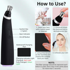 IeBilif Diamond Microdermabrasion kit contents including 4 diamond and 4 plastic tips.
