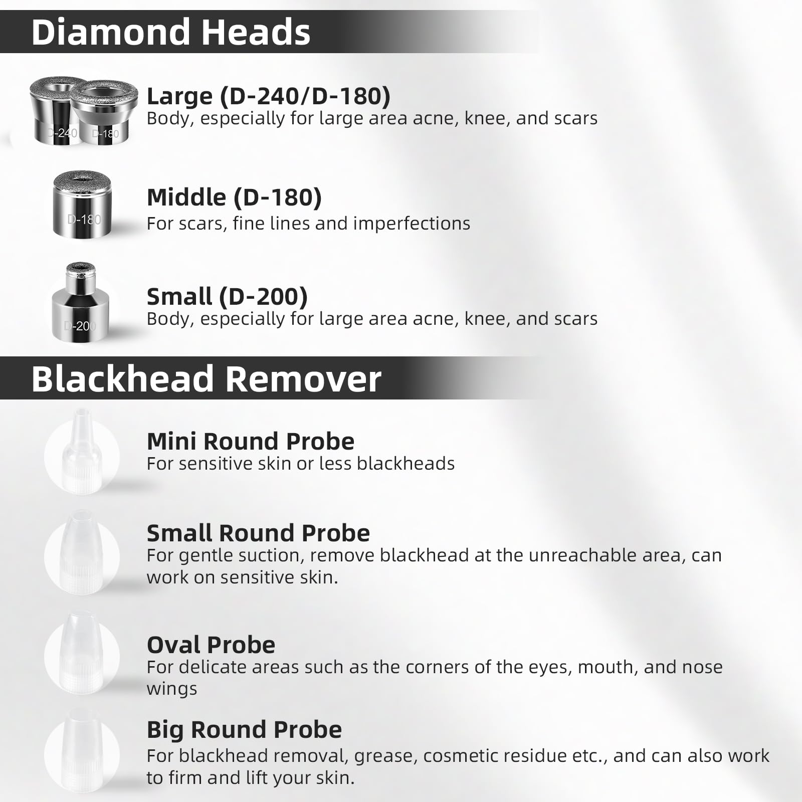 IeBilif Diamond Tips closeup shows 4 diamond tips for exfoliation and pore cleansing.
