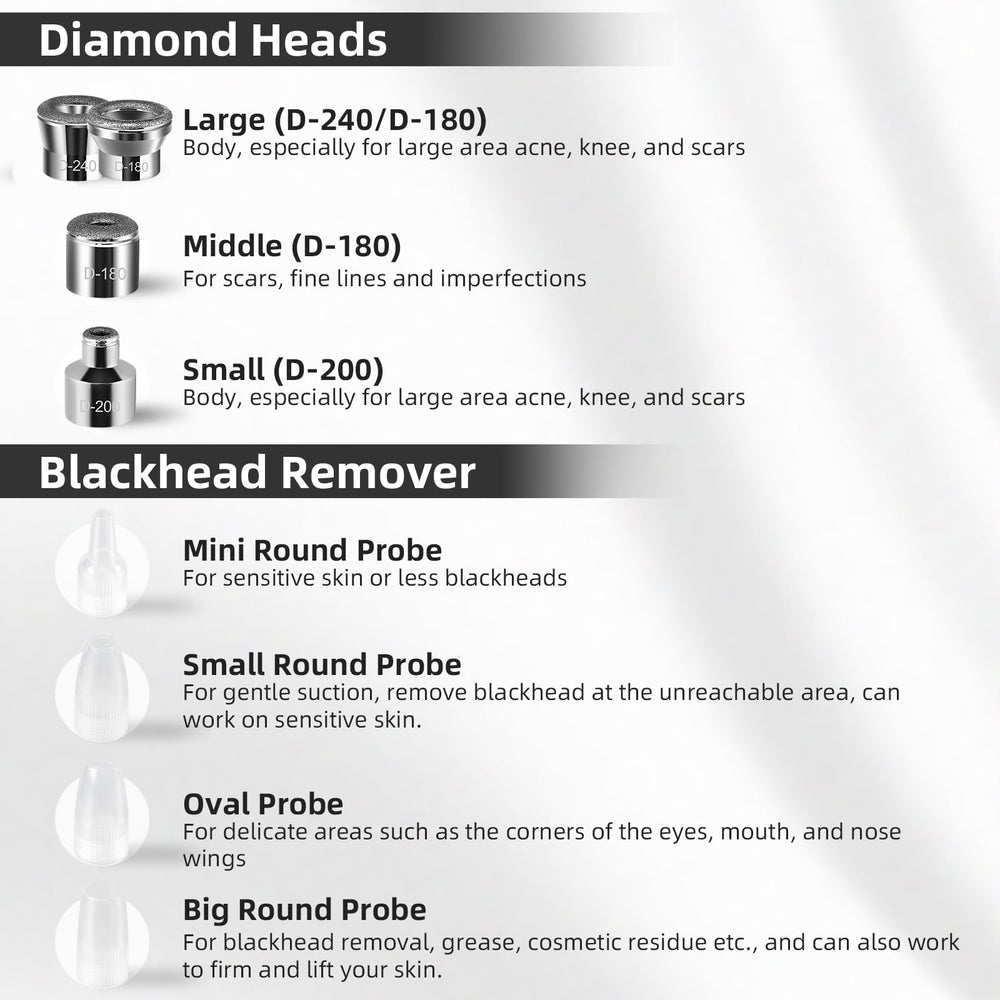 IeBilif Diamond Tips closeup shows 4 diamond tips for exfoliation and pore cleansing.