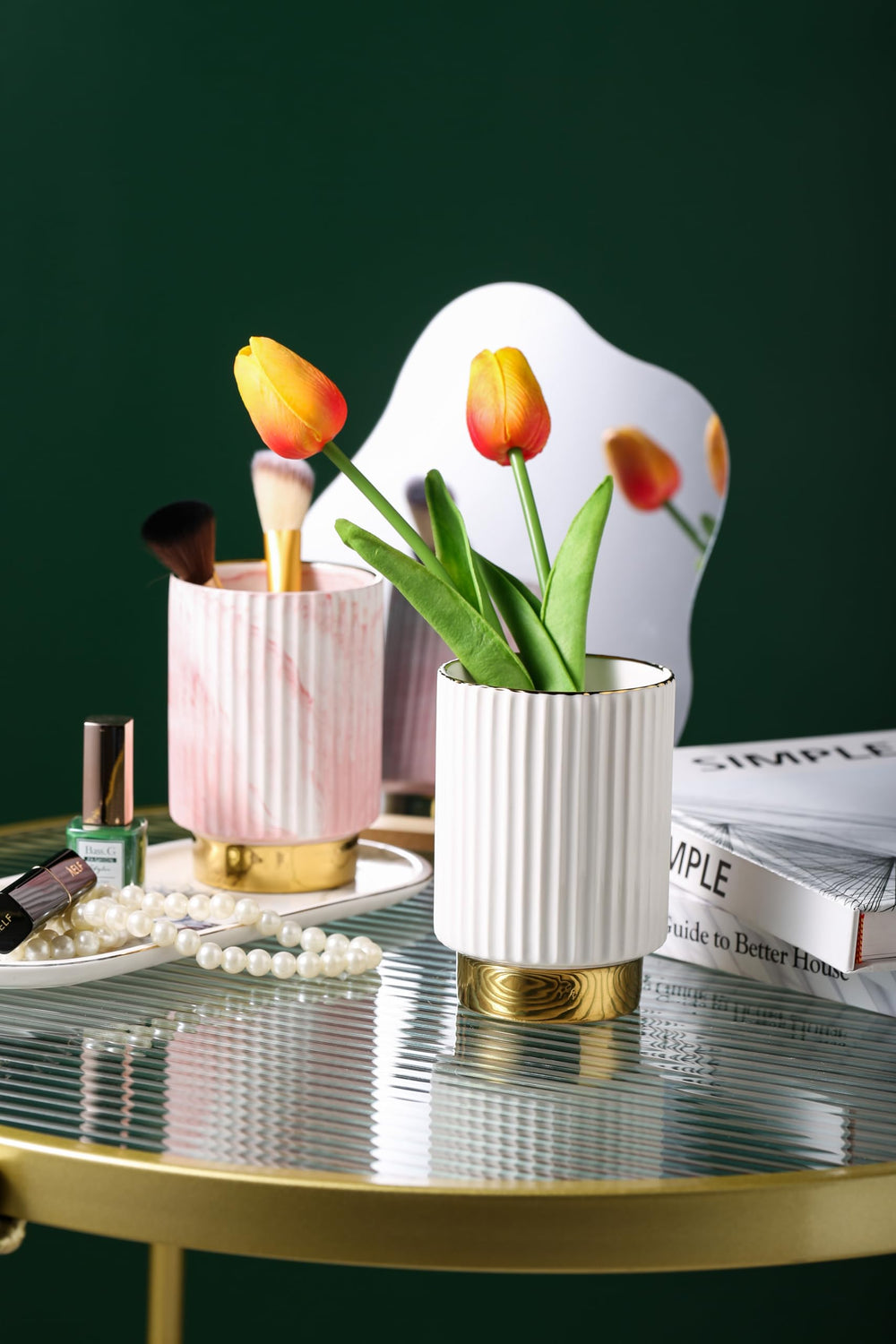 IEEK elegant white and gold vanity organizer as decor accessory