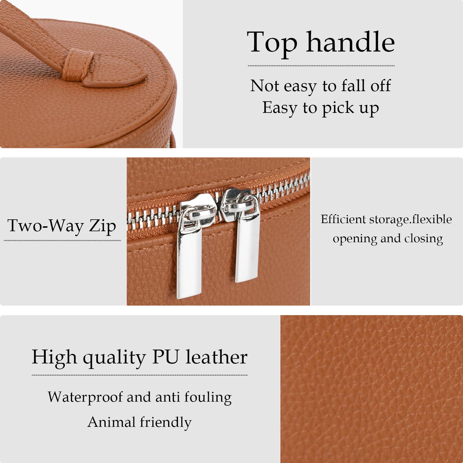 IEMIEBOAMGNOY leather makeup bag interior-compartments keep brushes, bottles, and pencils neatly organized