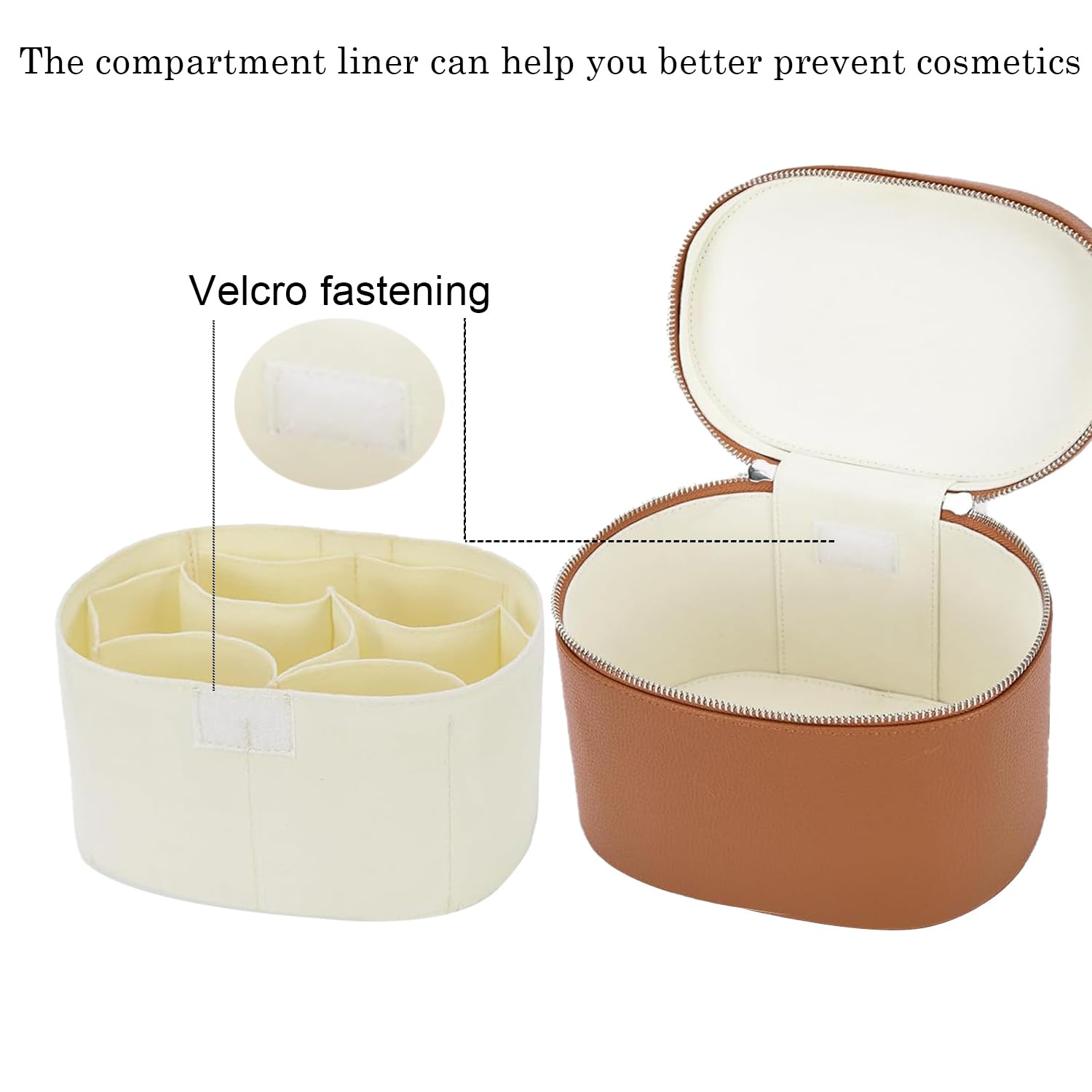 IEMIEBOAMGNOY leather makeup bag zippered-closure keeps contents safe during commutes and trips