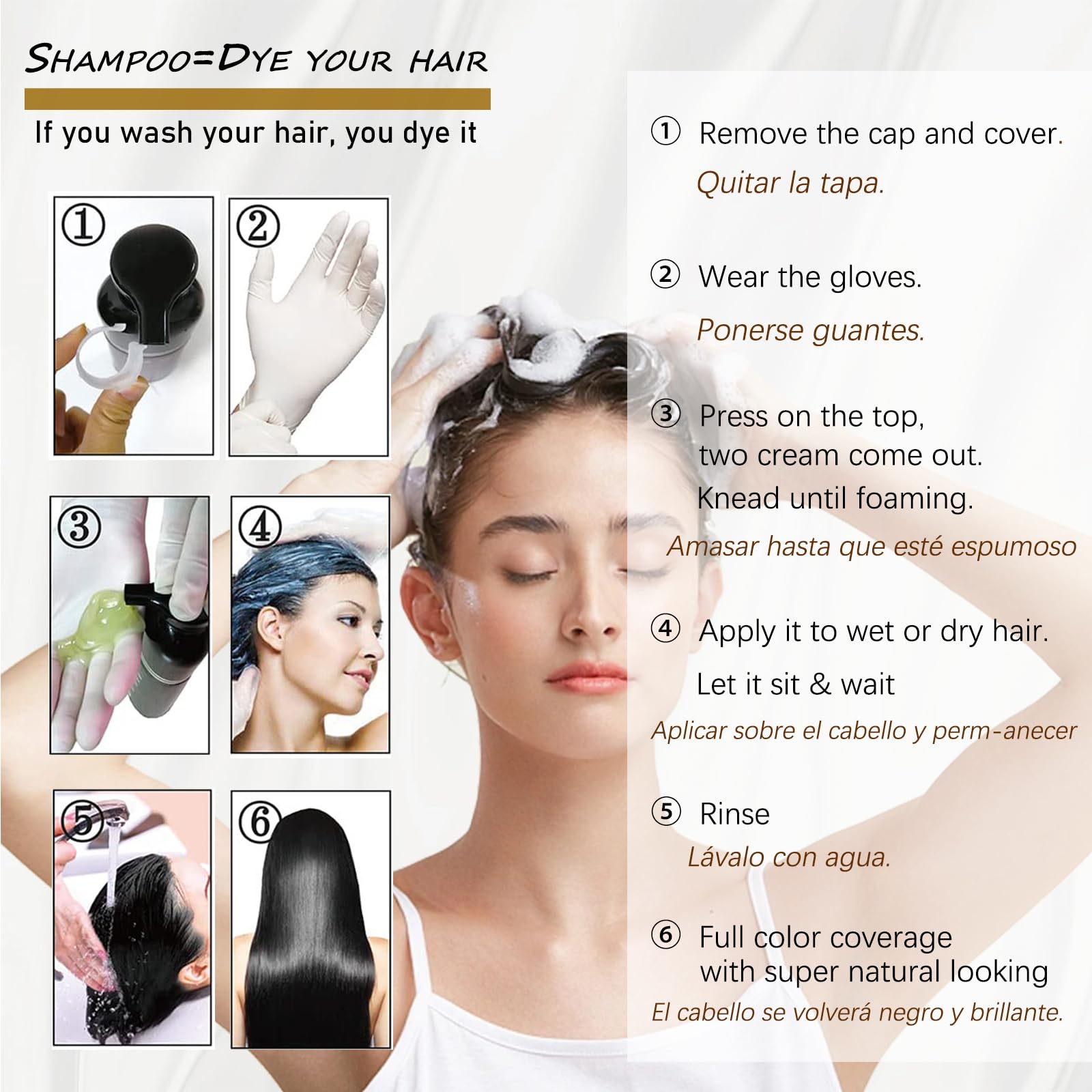 iemokoda Burgundy Hair Dye Shampoo before-after shows gray coverage improvement.