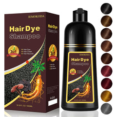 iemokoda Burgundy Hair Dye Shampoo bottle demonstrates quick color and easy application.