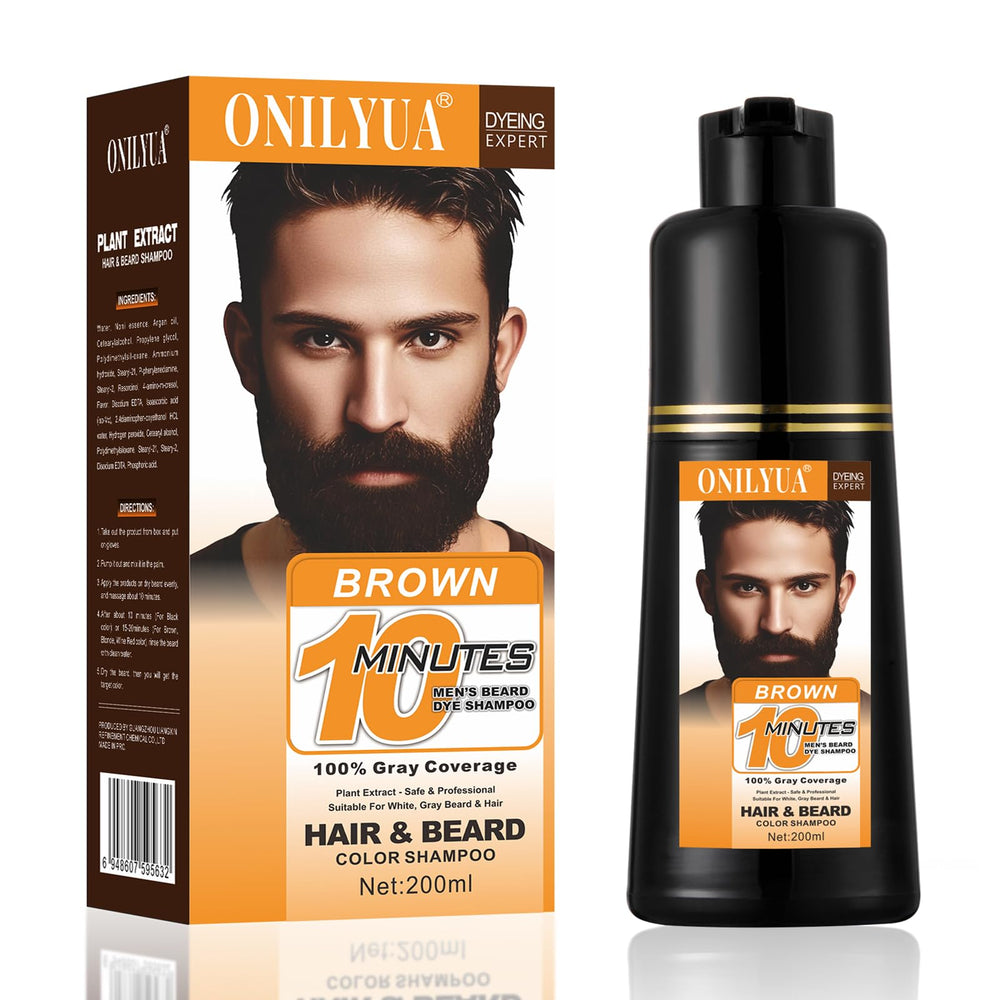 iemokoda dark brown beard dye shampoo bottle ready for quick gray coverage