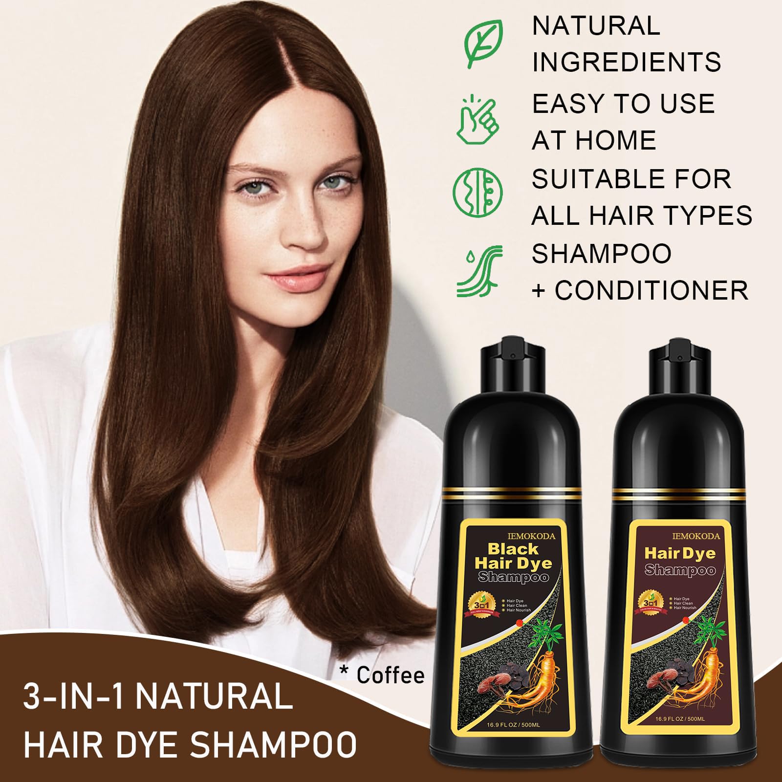iemokoda Hair Dye Shampoo gloves-application shows mess-free at-home coloring with no prep.