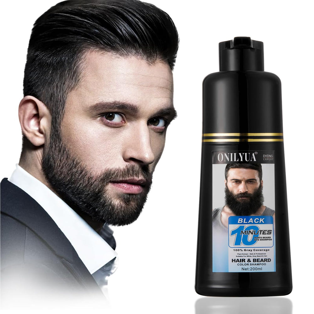 iemokoda beard dye shampoo packaging shows simple 3-in-1 grooming formula