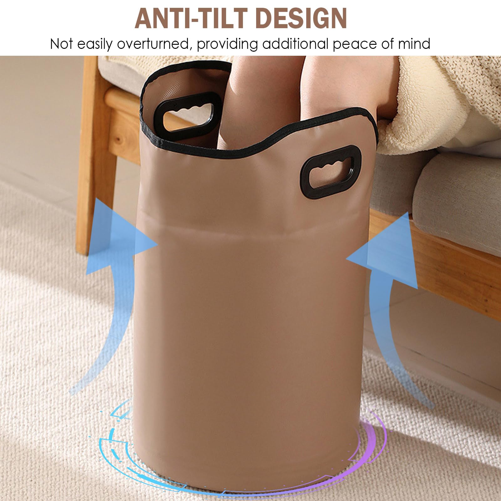 Iensen foot bath handles facilitate carrying and hanging for dry storage.
