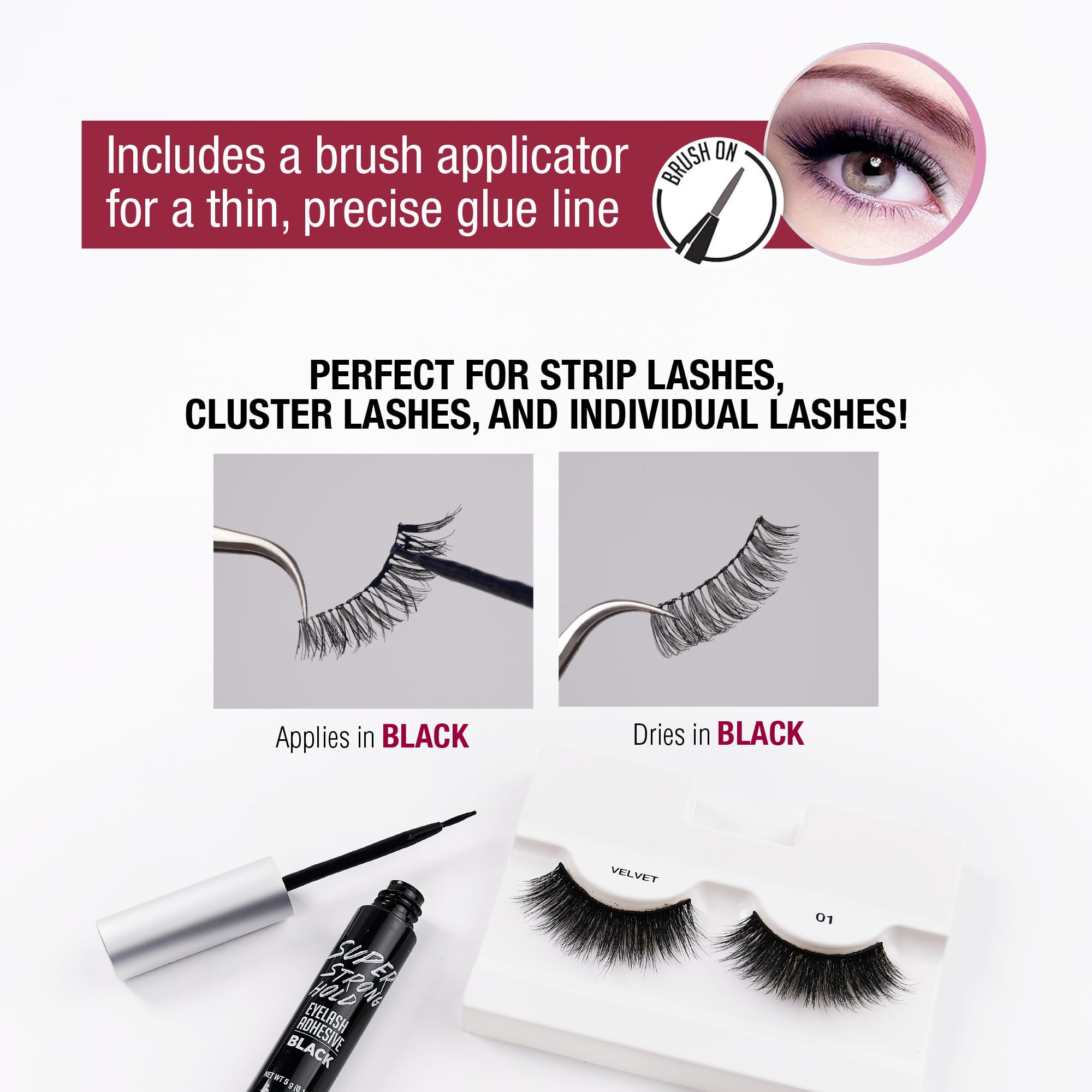 i•ENVY waterproof lash adhesive secures lashes during sweat and humidity