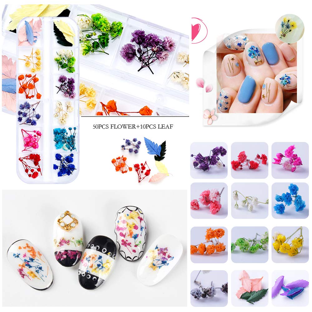 iFancer dried flowers for nails two-box set, easy to organize and deploy.
