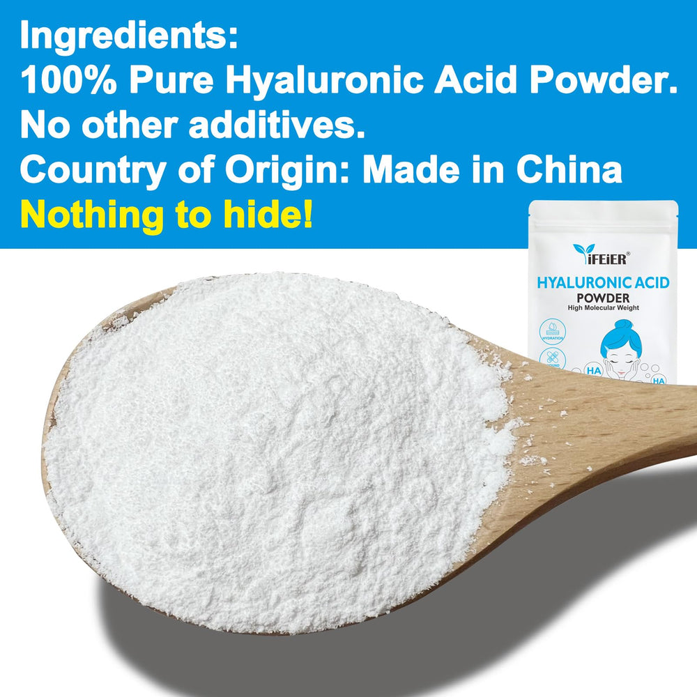 iFEiER Hyaluronic Acid Powder dissolving into a transparent serum during prep.