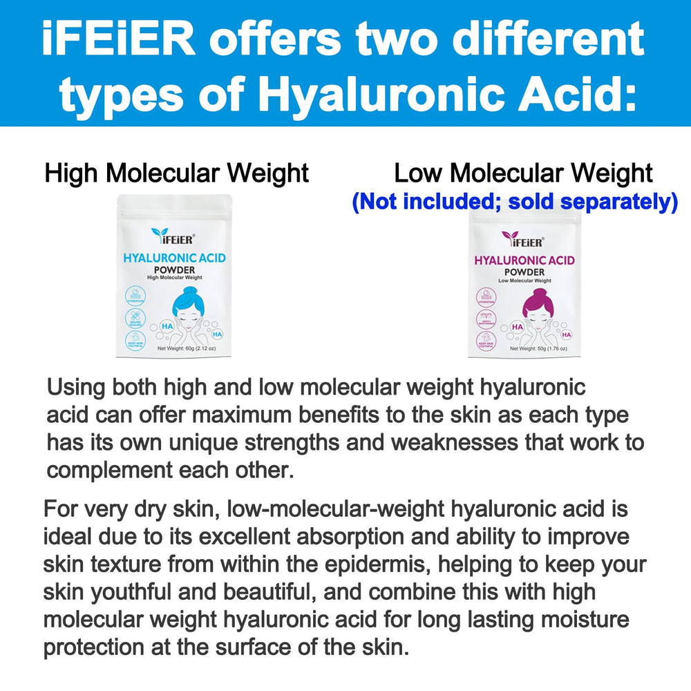 iFEiER Hyaluronic Acid Powder resealable pouch supports freshness.