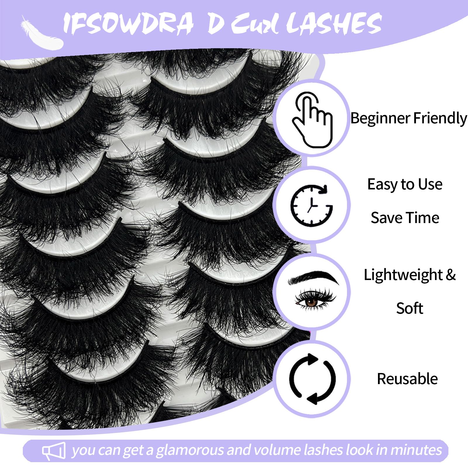IFSOWDRA 3D faux mink curls into wispy, natural-looking volume.