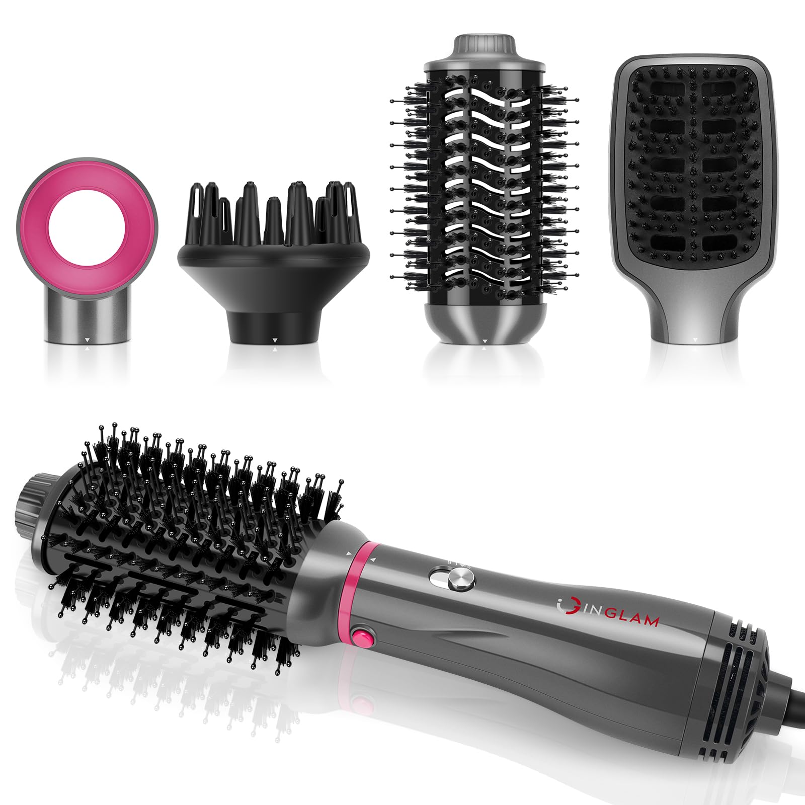 IG INGLAM 4 in 1 hot air brush drying head for quick, smooth blowouts