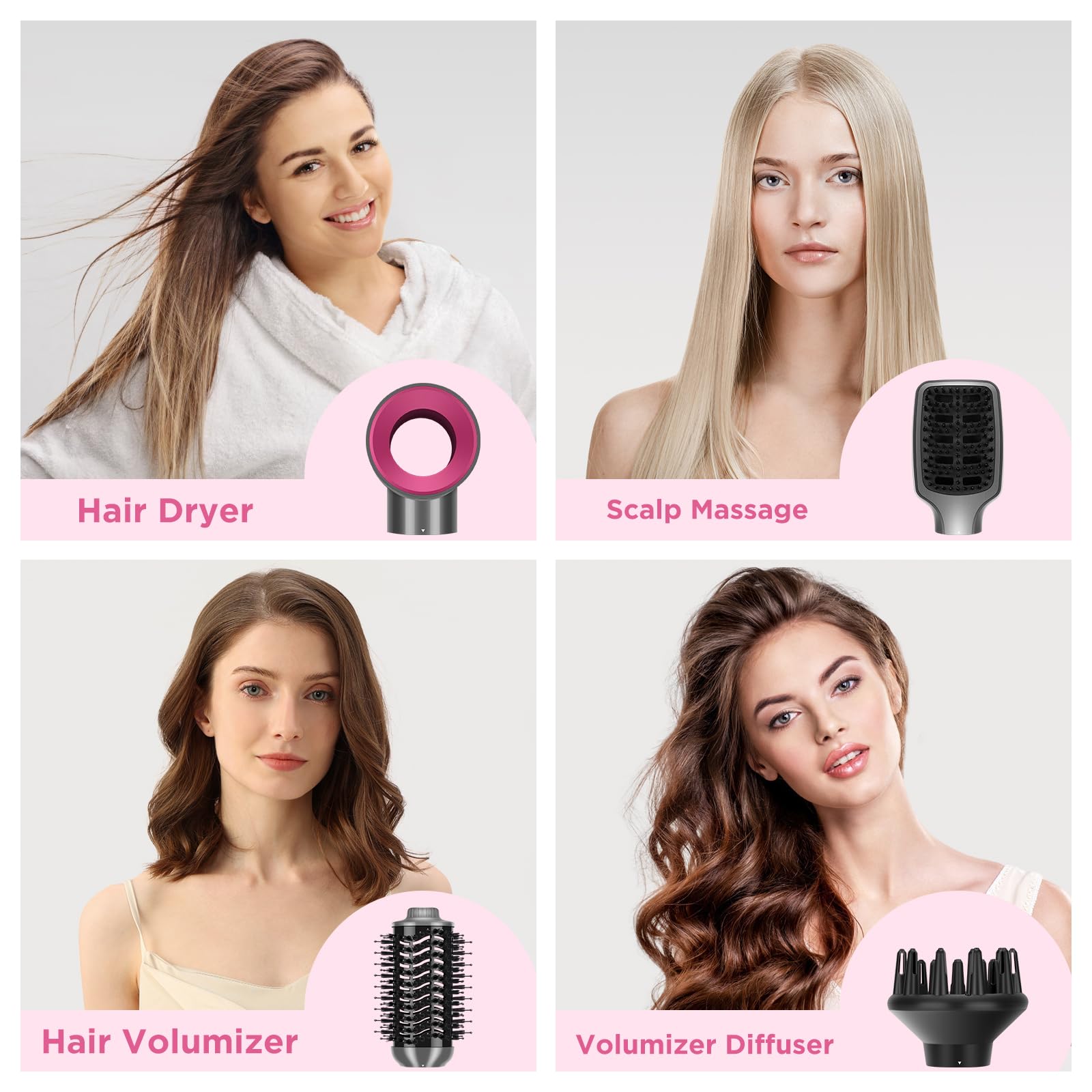 IG INGLAM 4 in 1 hot air brush volumizing head adds lasting lift and body