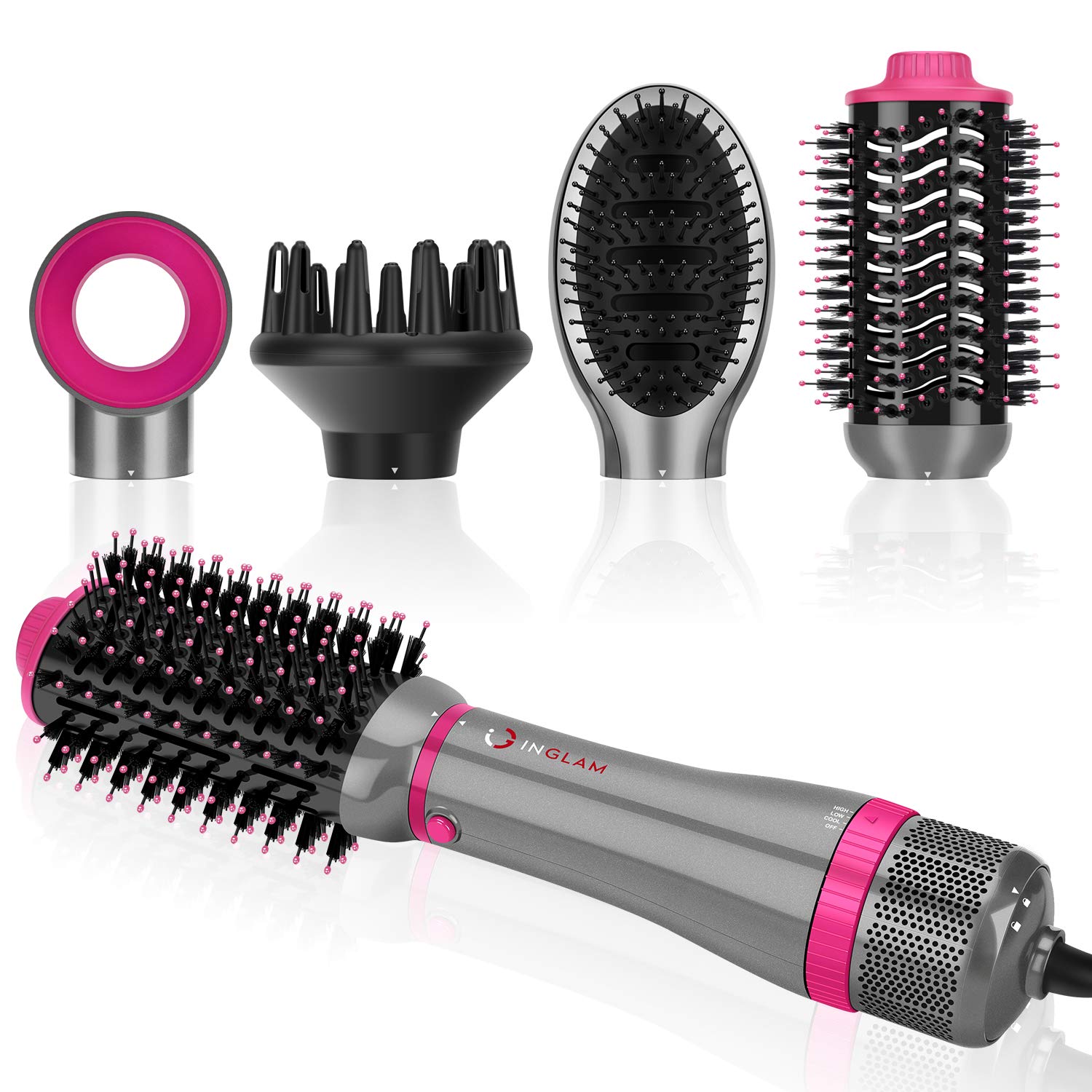 IG INGLAM 4in1 blowout brush drying head for quick drying and styling.