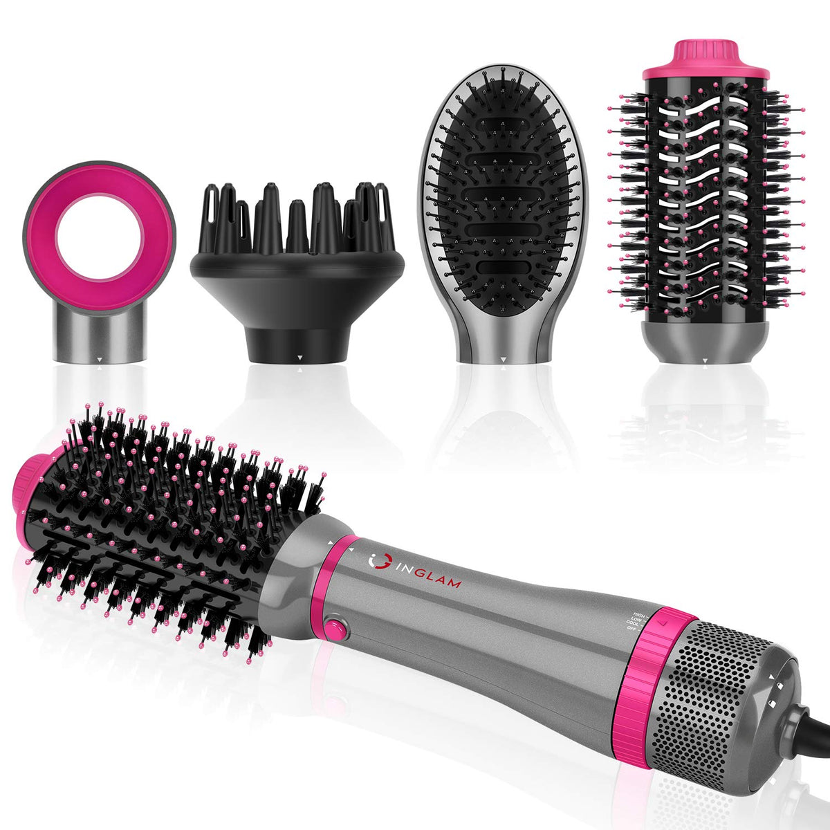 IG INGLAM 4in1 blowout brush drying head for quick drying and styling.