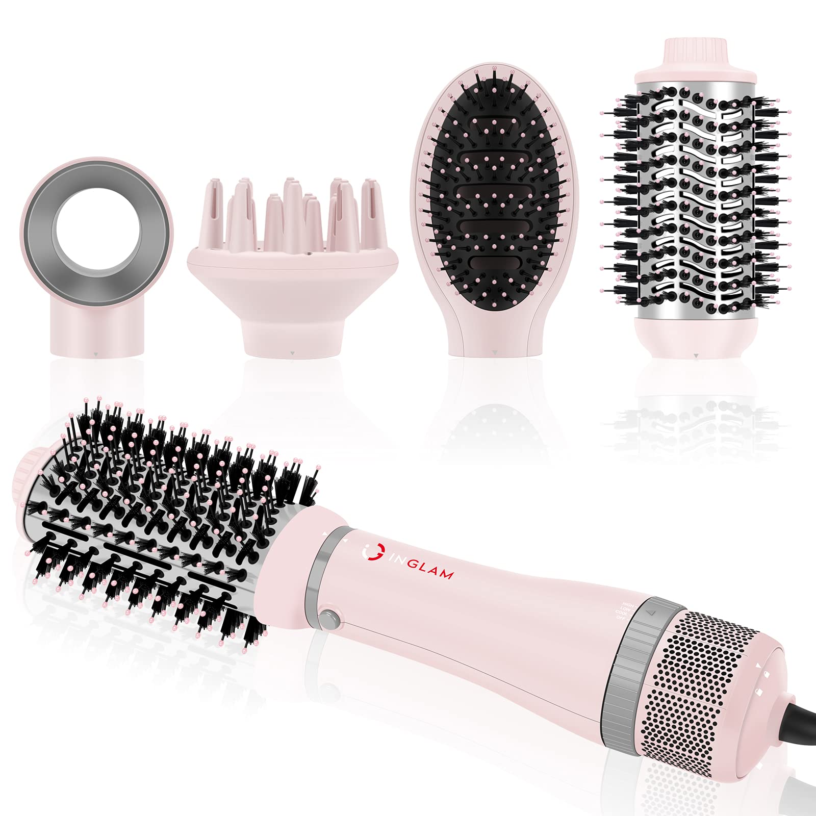 IG INGLAM 4 in 1 blowout brush front view for quick styling and shine