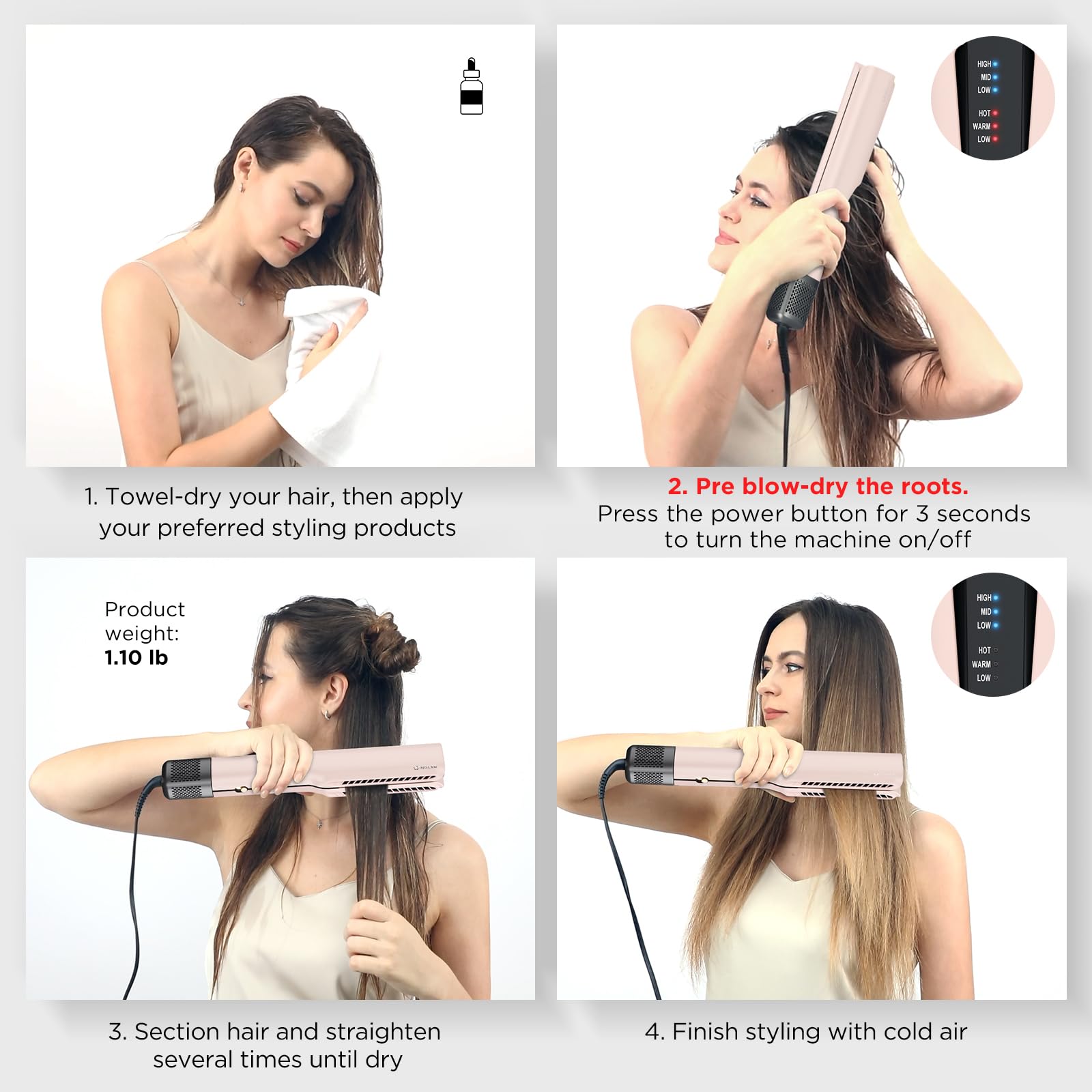 IG INGLAM Air Straight showcases effortless styling with precise airflow.