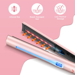 IG INGLAM titanium flat iron 1inch LCD temperature display for versatile styling