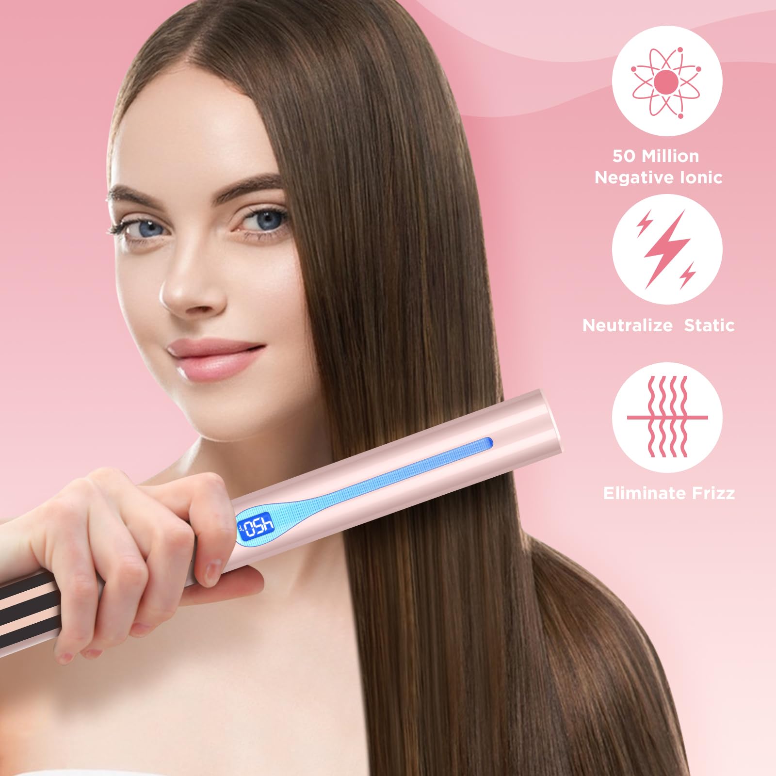IG INGLAM titanium flat iron infrared outlet showing negative ion technology