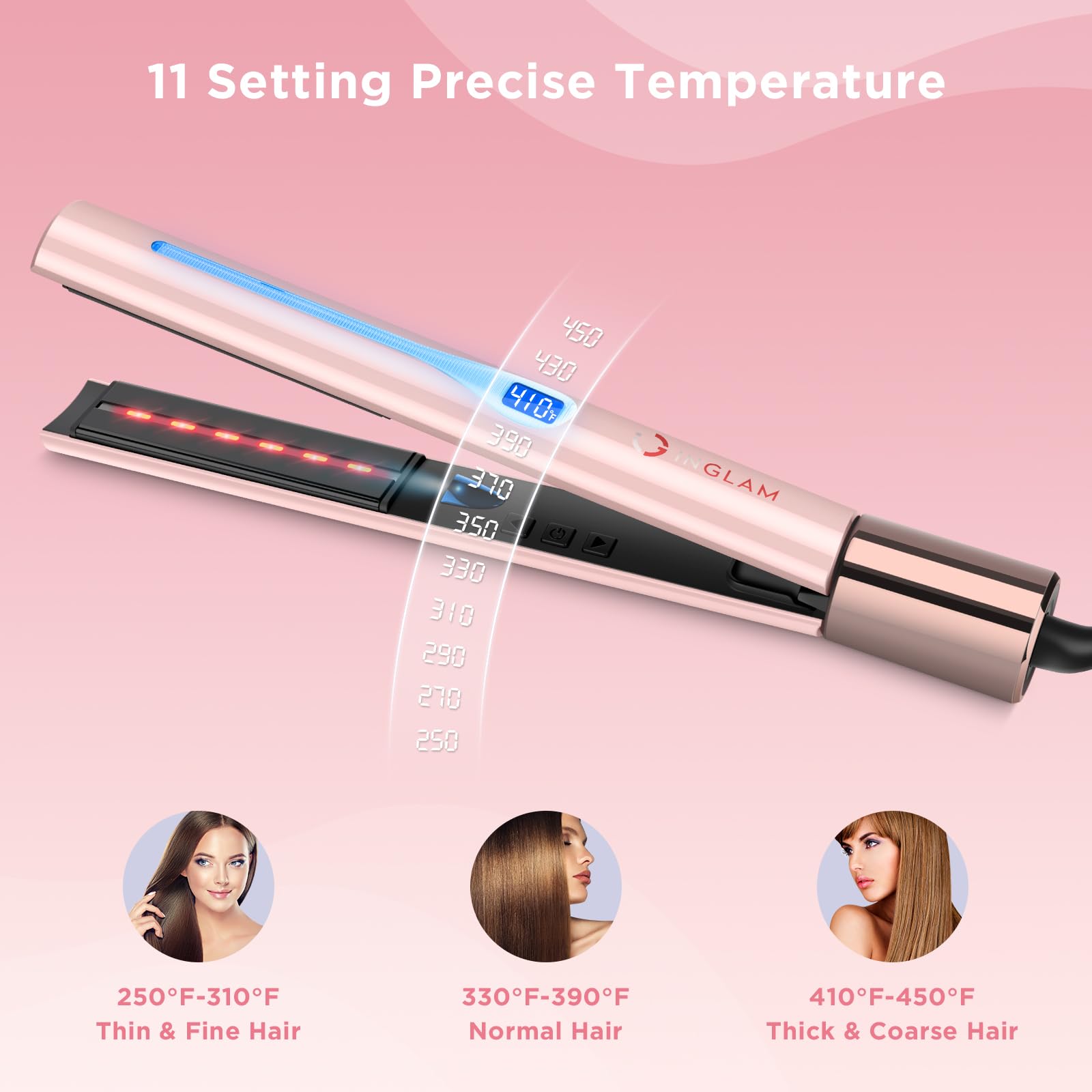 IG INGLAM titanium flat iron round curling barrel for curls and waves