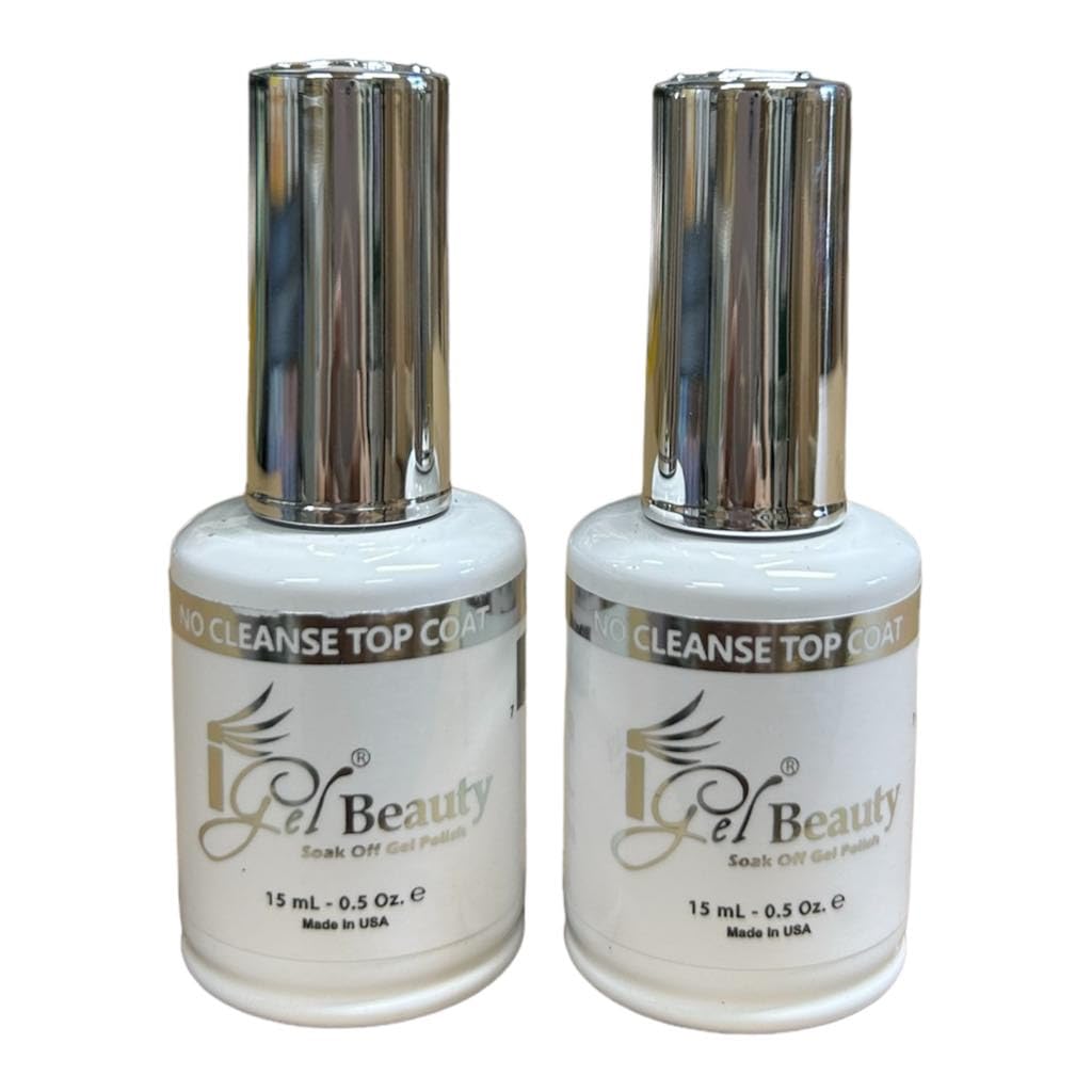IGEL Impeccable Gel Top Coat bottle in a 2-pack delivers a glossy, no-cleanse finish.