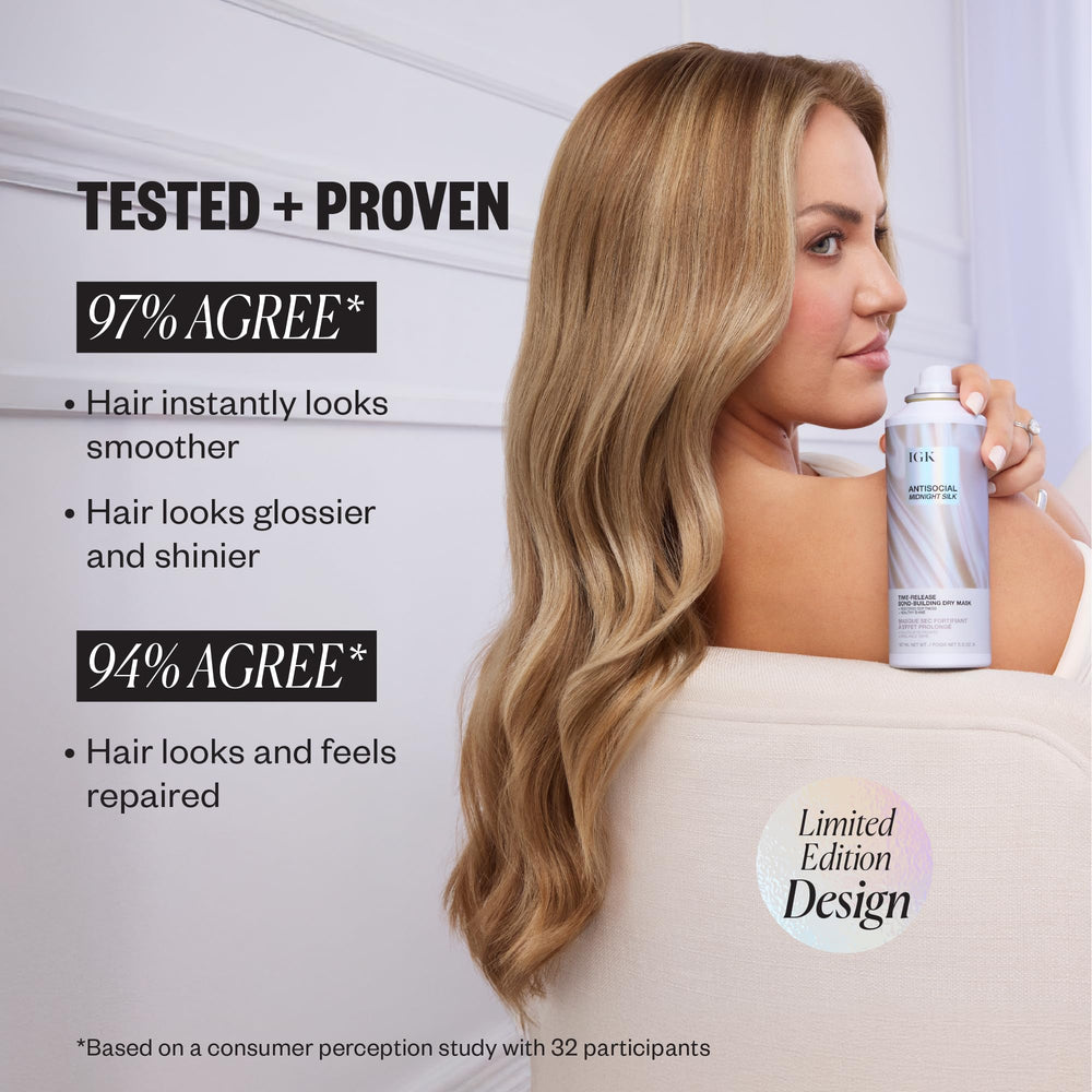 IGK Antisocial Midnight Silk application on dry hair delivers instant softness