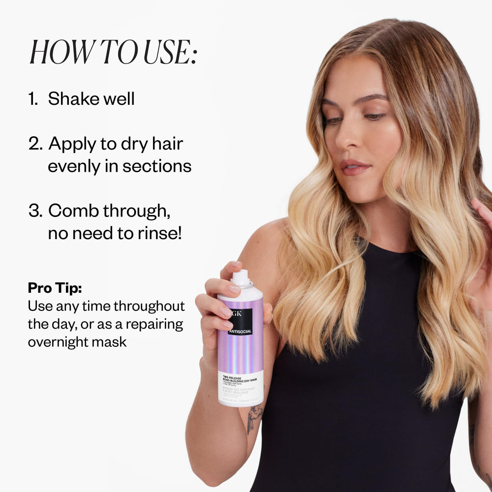 IGK Antisocial vegan silk proteins closeup emphasizes smoothing and strength benefits