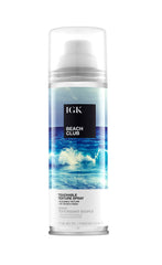 IGK Beach Club texture spray bottle closeup for versatile volume and beachy texture