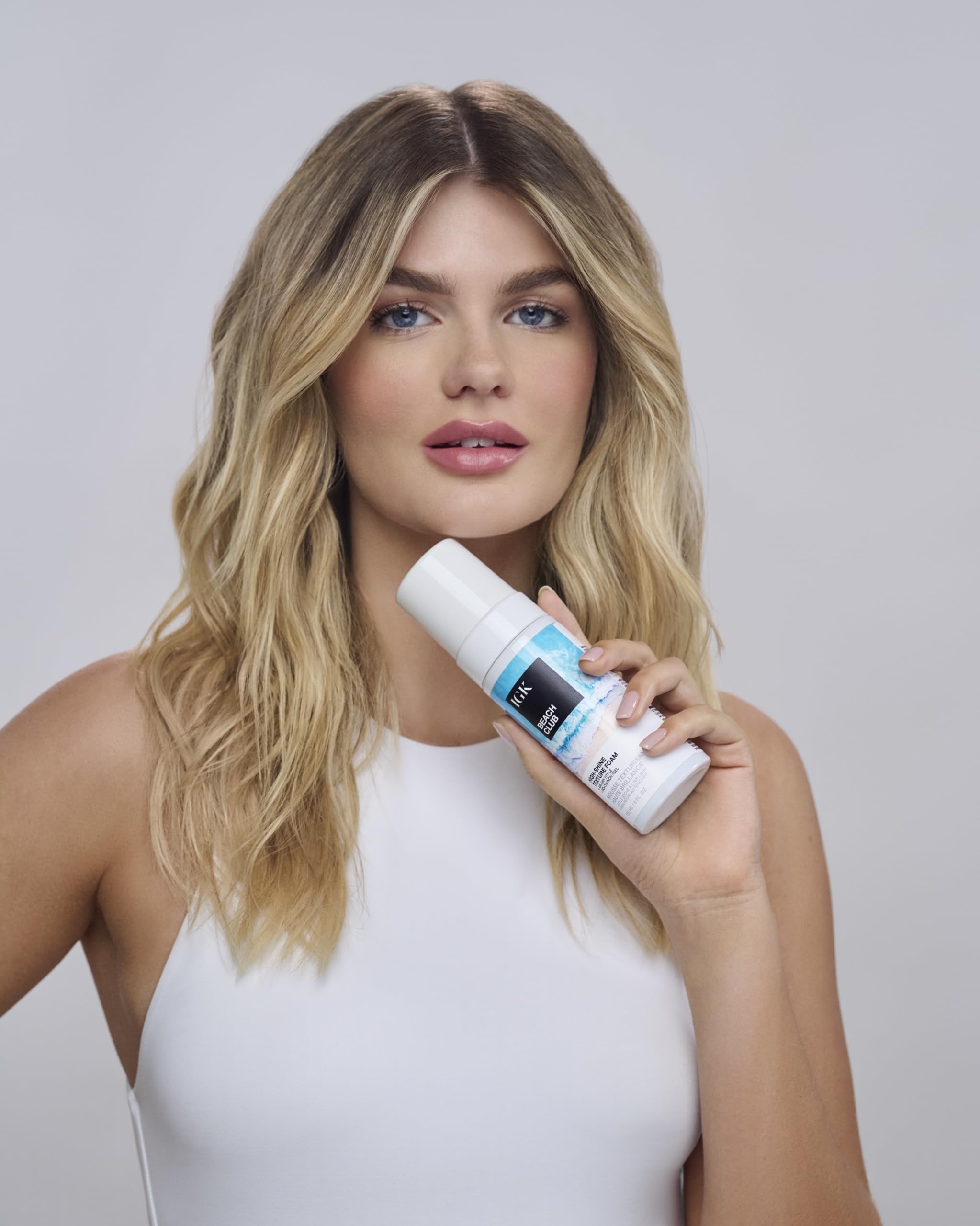 IGK Beach Club wet hair forming natural waves ready to air-dry.