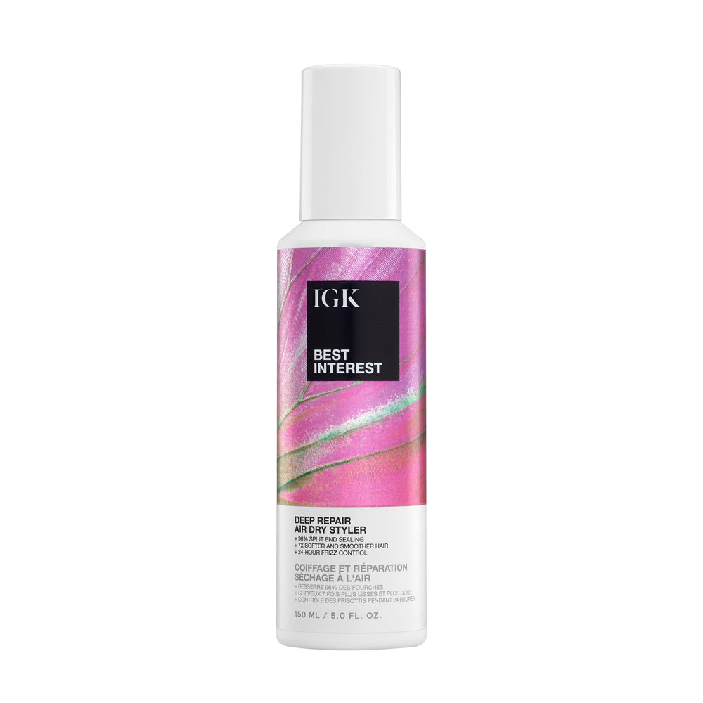 IGK Best Interest Bond-Building Air Dry Cream bottle for effortless one-step styling