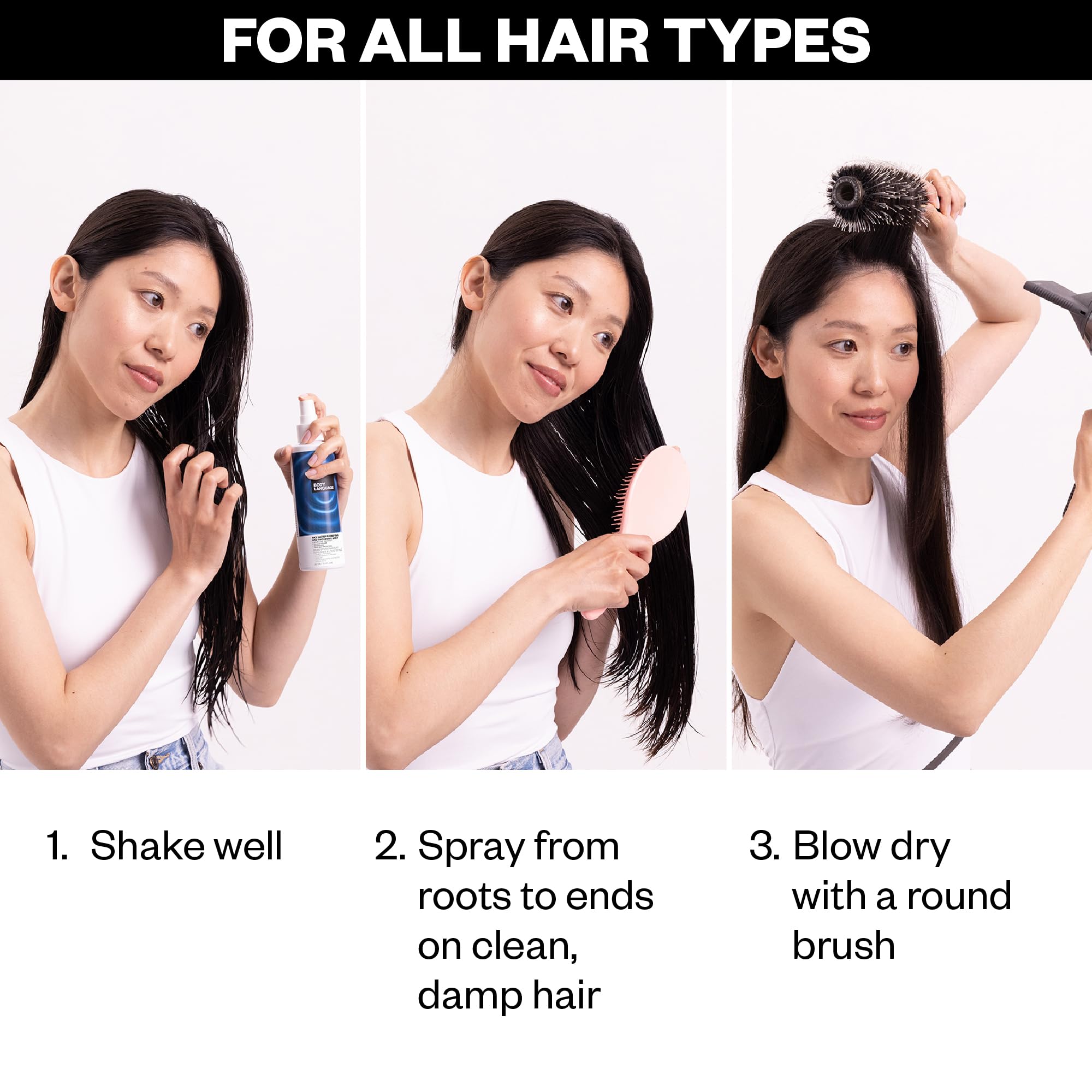 IGK Body Language Rice Water Mist triple rice blend icon emphasizes detangling and shine.
