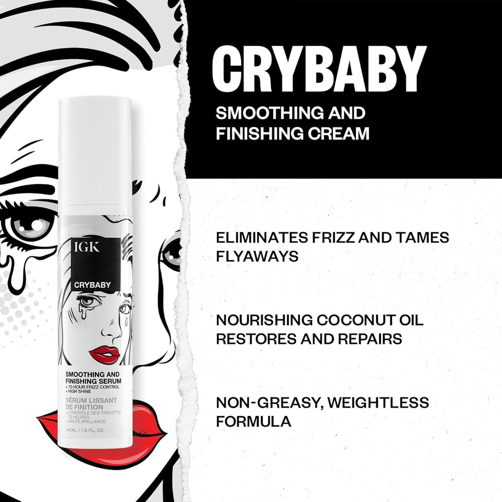 Frizz-control focus on hair after IGK Crybaby for softer, manageable finish.