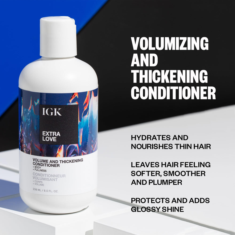 IGK Extra Love label close-up shows vegan and cruelty-free formula.
