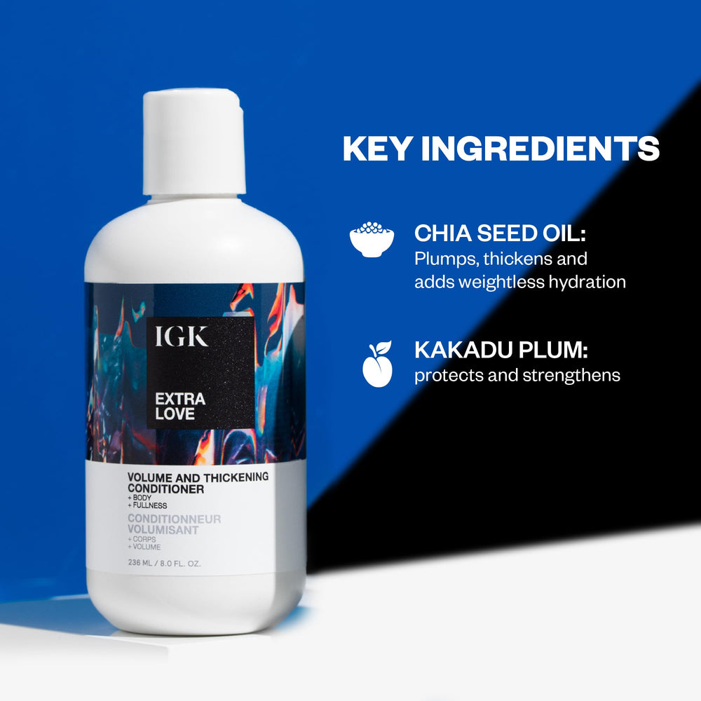 IGK Extra Love Ohia seed oil close-up highlights plumping hydration.