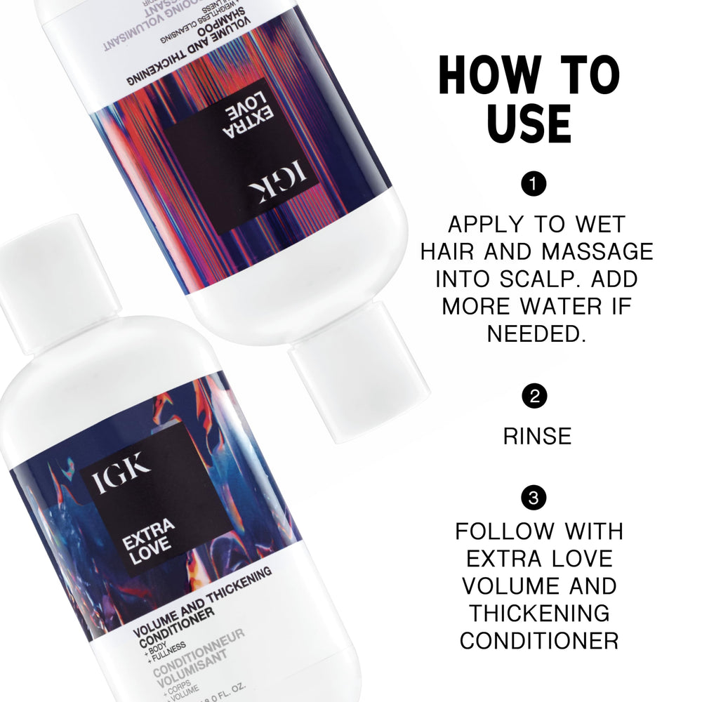 IGK Extra Love set packaging featuring 8 oz vegan and cruelty-free bottles