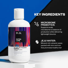 IGK Extra Love shampoo lather closeup hints at rich foam for nourished strands