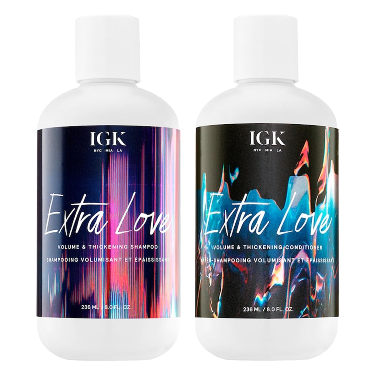 IGK Extra Love Volume Shampoo bottle boosts body and shine for fine hair