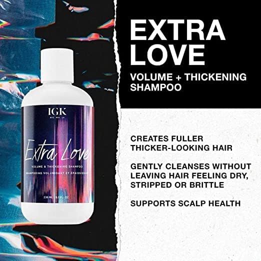 IGK Extra Love Volume Shampoo lather close-up shows lightweight foam for fine, oily-prone hair