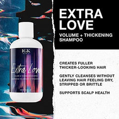 IGK Extra Love Volume Shampoo lather close-up shows lightweight foam for fine, oily-prone hair