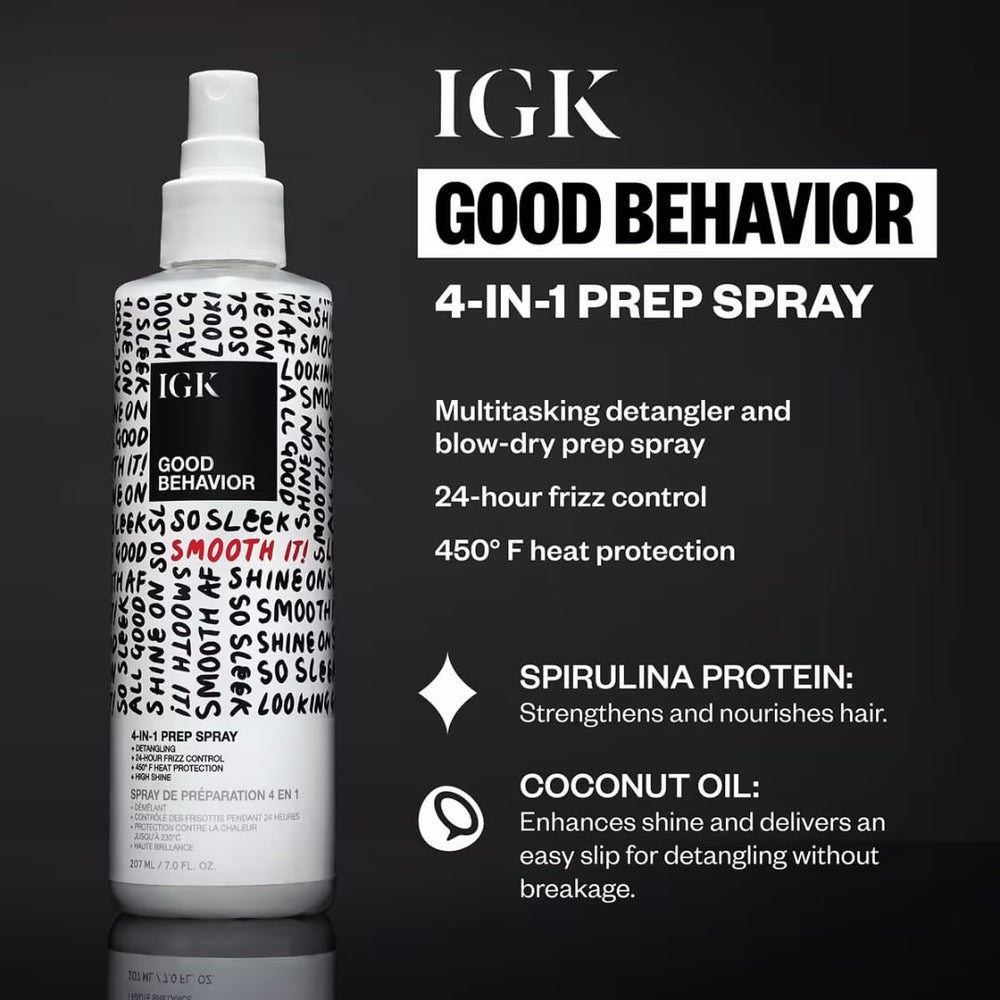 IGK Good Behavior ingredients spirulina protein and coconut oil for shine and strength.