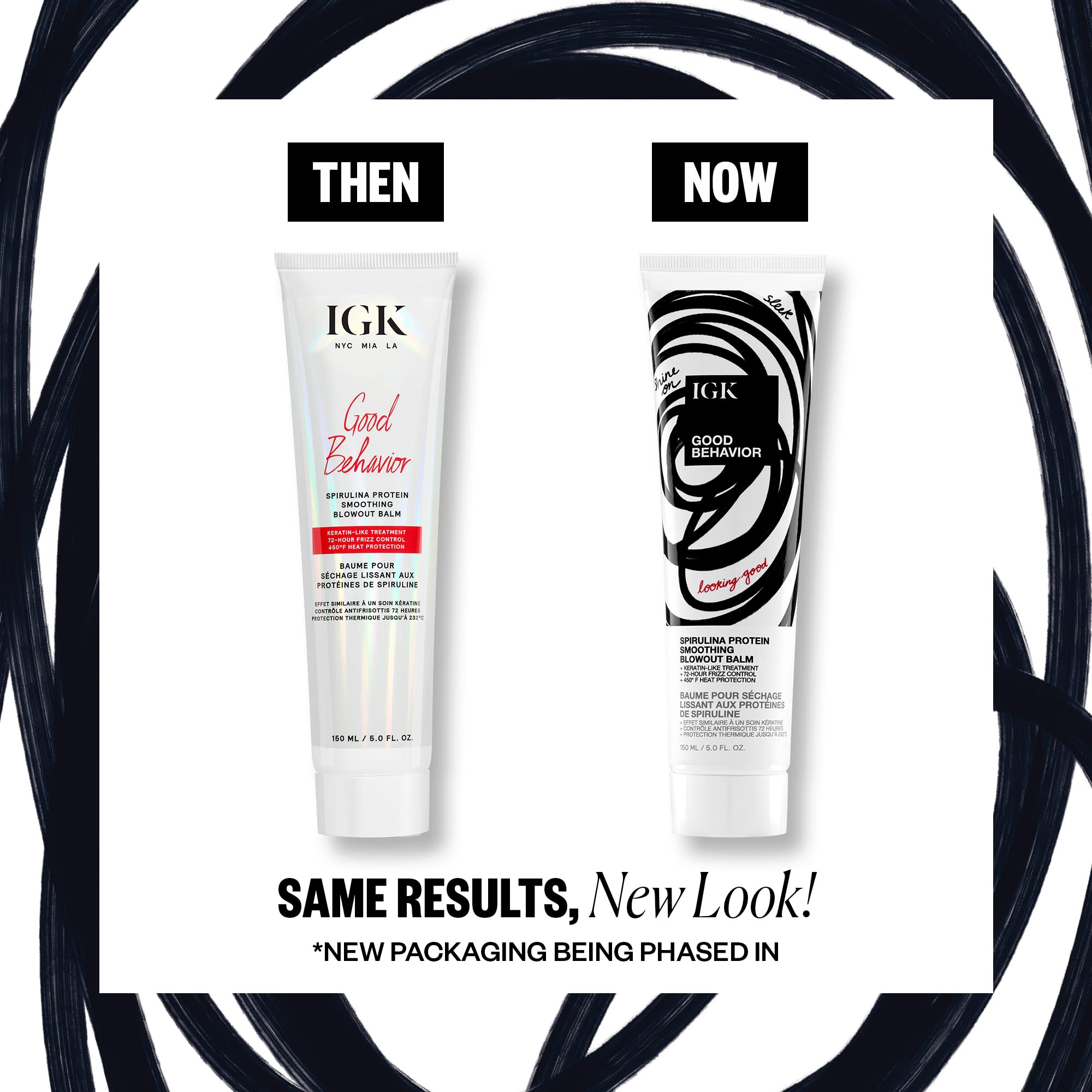 IGK Good Behavior balm cream texture shows a rich, glossy formula for easy application.